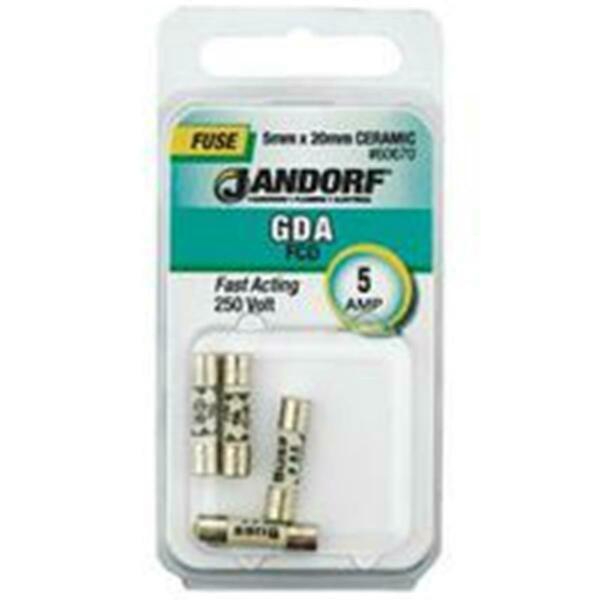 Jandorf UL Class Fuse, GDA Series, Fast-Acting, 5A, 250V AC 3398310
